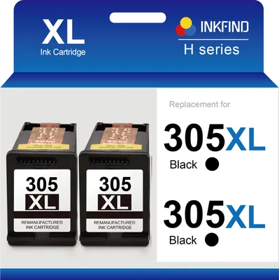 Produktbild von INKFIND 305XXL Druckerpatronen Kompatibel für HP305 HP305XL HP 305 HP 305XL 3YM62AE Tintenpatrone - Extra hohe Kapazität 2er-Pack Schwarz