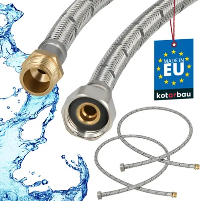 Zdjęcie produktu dla KOTARBAU® 2 szt. Przyłącze Elastyczne 1/2”x3/8” Wężyk do Baterii Armatury 120 cm Nakrętno Wkrętne Wężyk Przyłączeniowy Oplot Stal Nierdzewna