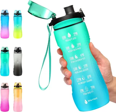 Produktbild von Trinkflasche mit Zeitmarkierung, 750 ml, BPA-frei, Tritan, mintgrün, für Sport und Outdoor