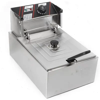 Produktbild von Elektrische Fritteuse - Tischfritteuse 6 l - 2500 W - Temperatur 60–200 °C einstellbar - Überhitzungsschutz 230 °C - 220 V - Edelstahl - Silber
