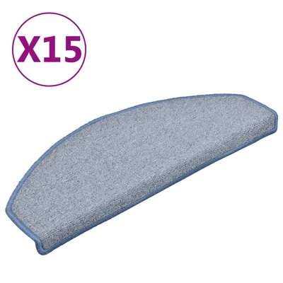 Produktbild von vidaXL Stufenmatten 15 Stk. 65x24x4 cm Hellgrau und Blau Halbrund Groß