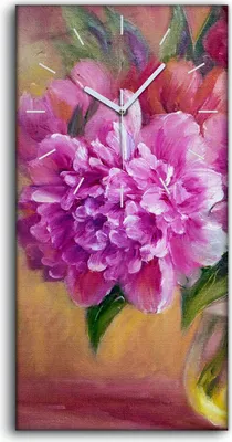 Produktbild von Küche Wohnzimmer Wand Leinwand Uhr 30x60 Gemälde Blumen Pflanzen Kunst - weiße Hände