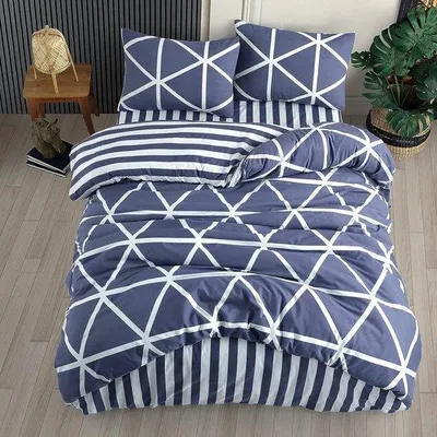 Produktbild von Blauw, 200 x 200 cm, atmungsaktiv, verstärktes Bettwäscheset mit 1 Bettbezug 200 x 200 cm und 2 Kissenbezügen 80 x 80 cm.