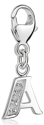 Produktbild von MATERIA by Matthias Wagner 925 Silber Alphabet Charms Anhänger Buchstabe A mit 3 Zirkonia C51