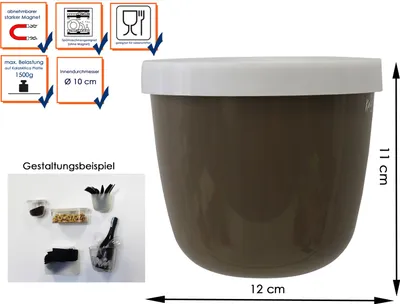Produktbild von Kunststofftopf mit Magnet Ø 10cm Taube, Wandaufbewahrung Wanddeko, KalaMitica