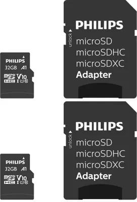 Obrázek produktu pro Philips MicroSDHC 2-Pack 32GB Class 10 UHS-I U1 incl. Adapter