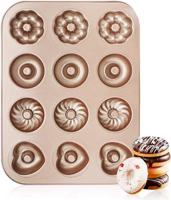 Productafbeelding van Donutvorm Mini - 12 vormen met antiaanbaklaag