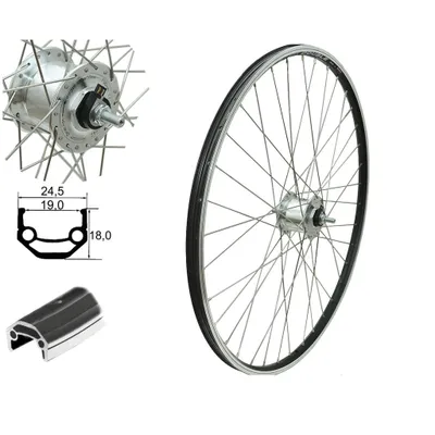 Produktbild von Vorderrad 28" mit Nabendynamo Hohlkammerfelge 28 Zoll für Felgenbremse schwarz