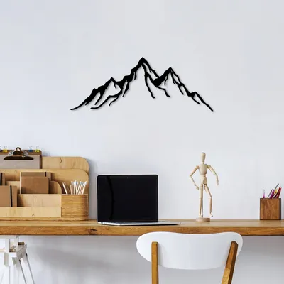 Immagine prodotto di Wallity, Mountain - 11, Accessorio decorativo da parete in metallo, 100 % METALLO, Nero, 52 x 20 cm