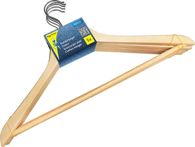 Zdjęcie produktu dla Peggy Perfect 90355 Peggy Perfect Holz-Kleiderbügel mit Steg, natur, 5er Pack