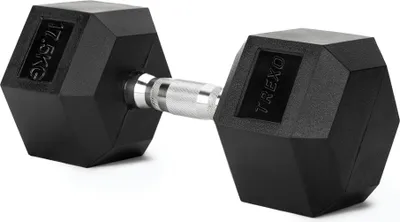 Produktbild von TREXO činka 17,5 kg Hexagon Odolná: pogumovaná liatina, ergonomická rukoväť, stabilná a všestranná na silový tréning doma