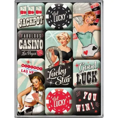 Zdjęcie produktu dla Nostalgic-Art - 9 szt. Zestaw magnetyczny - Pin Up - Get Lucky