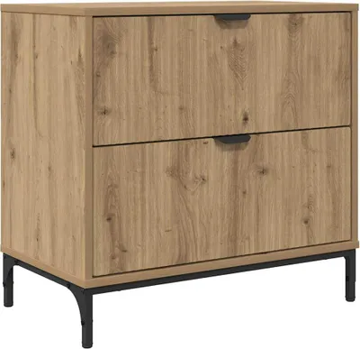 Image de Table de chevet avec tiroir chêne artisanal 63,5 x 36 x 61 cm