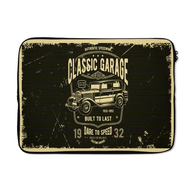 Produktbild von MuchoWow® Laptop Hülle 13 Zoll Mancave - Auto - Retro - Schwarz Laptoptasche - Laptophülle - Sleeve - Rundumschutz