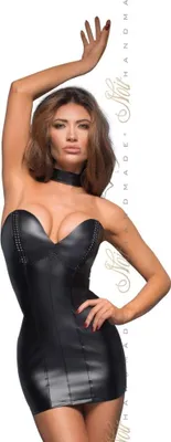 Produktbild von Noir Handmade - schwarzes Powerwetlook Minikleid F