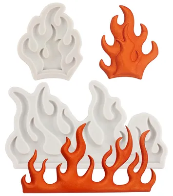 Silikon Flammen Fondantform 2er-Set für Kuchen & Schokolade
