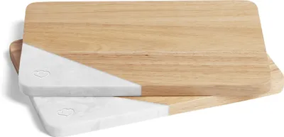 Produktbild von Springlane Frühstücksbrettchen 2er-Set - Kautschukholz & Marmor - 28 x 18 x 1,5 cm - Marmorbrett