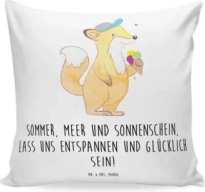 Produktbild von Mr. & Mrs. Panda Kissen 40x40 Sommer Meer Strand - Weiß - Geschenk, Strandspaziergang, Sommerferien, Dekokissen, Blühende Blumen, Sofa, Urlaub Am, Küste, Strandurlaub