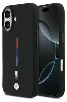 Immagine prodotto di Cover Custodia iPhone 17 BMW MagSafe silicone nero Logo Tricolore metallo