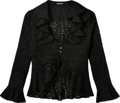 Produktbild von Desigual Lorna Damenbluse elegant durchbrochene schwarz L