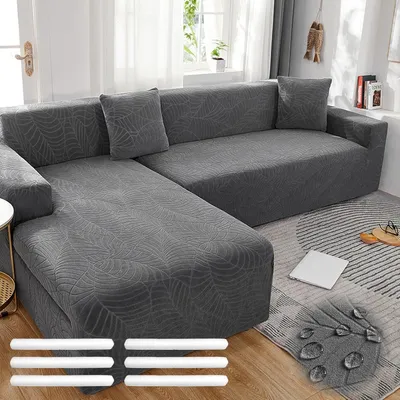 Image de Housse de canapé extensible, housses de canapé universelles en forme de L ou en angle, housse de canapé, housse de canapé moderne, housse de canapé avec mousse antidérapante et 1 housse de coussin