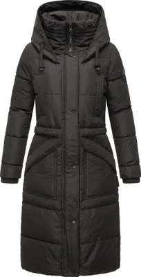 Produktbild von Marikoo Damen Winter Steppjacke Stepp Jacke lang warm Mantel Parker mit hoher Kragen & Kapuze Ayumii Schwarz Gr: 38 - M