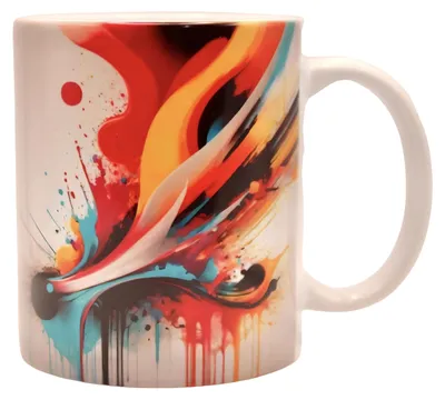 Keramiktasse, abstraktes Design, 325 ml, spülmaschinenfest, mikrowellengeeignet