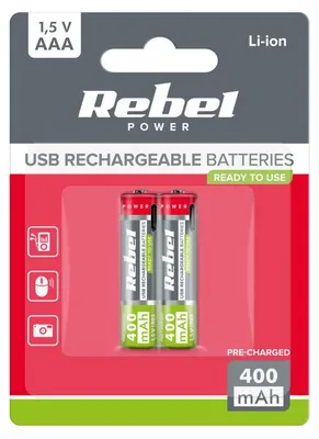 Produktbild von Rebel BAT2015 Dobíjecí baterie AAA Li-ion 1,5 V 400 mAh, 2 ks