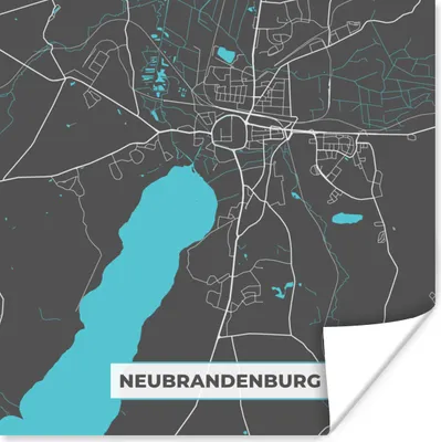 Produktbild von MuchoWow® Poster Blau - Deutschland - Karte - Stadtplan - Neubrandenburg 50x50 cm - Wohnzimmerdekoration