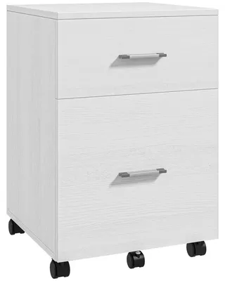 Image de Meuble mobile sur roulettes pour bureau - Classeur mobile - 2 tiroirs - Pour classeurs suspendus A4/Letter - Sur roulettes - Bois - 39,5 x 39 x 58,5 cm - Blanc