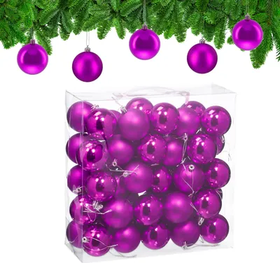 Image de Lot de 50 boules de Noël Relaxdays, décorations de Noël, mates et brillantes, boules de sapin ∅ 6 cm, décorations pour sapin de Noël, rose