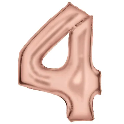 Image de Ballon en aluminium en forme de chiffre 4, rose doré satiné, 86 cm - Amscan