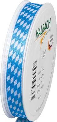 Productafbeelding van Seidenbänder decoratieve band - Breedte - 15 mm lengte - 25 m kleur - Blauw/wit - Cadeaulint Beieren