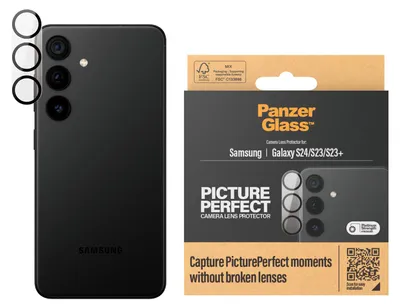 Obrázek produktu pro PanzerGlass ® PicturePerfect Camera Lens Protector Samsung Galaxy S24 | S23 | S23+, Samsung, Samsung - Galaxy S24, Aplikace nasucho, Odolné proti poškrábání, Odolný proti nárazům, Průhledná, 1 kusů