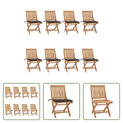 Produktbild von The Living Store Klappbare Gartenstühle mit Kissen 8 Stk. Massivholz Teak