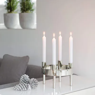 Produktbild von Fink Stabkerze Metallic Weiß (25cm)