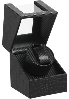Productafbeelding van Wekker voor automatische horloges, model "Single", met Polyurethanleer en krokodillenprint, batterij aangedreven