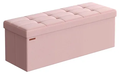 Produktbild von SONGMICS Sitzhocker mit Stauraum, klappbare Sitzbank, 38 x 110 x 38 cm Fußbank, Aufbewahrungsbox, bis 300 kg belastbar, für Wohnzimmer Schlafzimmer Flur, pastellrosa LSF077R11