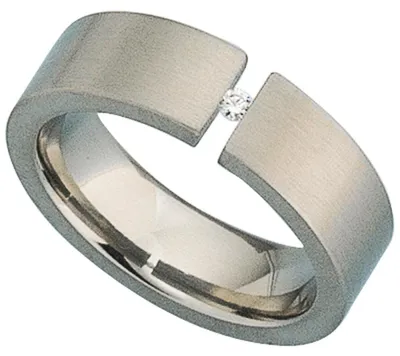 Produktbild von Ring für Damen Damenring aus Titan mit Diamant Brillant Titanring Innenumfang 56mm  Ø17.8mm