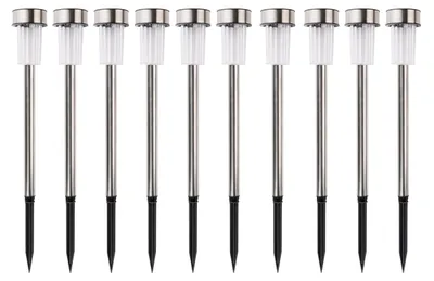 Solar-Tuinleuchten 10er Set, Edelstahl, IP44, Ø4,8x36,5 cm