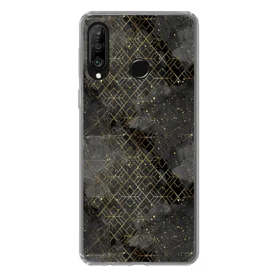 Produktbild von MuchoWow® Handyhülle Schutzhülle Hülle für Huawei P30 Lite Marmor - Schwarz - Gold - Geometrie Silikon Softcase Handy Hülle - Handyhülle