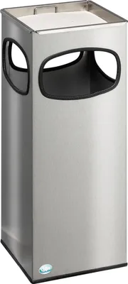 Produktbild von Kombiascher mit Kantenschutz 4-Fach-Einwurf | 28,4 Liter, HxBxT 66x25x25cm | Edelstahl | Aschereinsatz Edelstahl