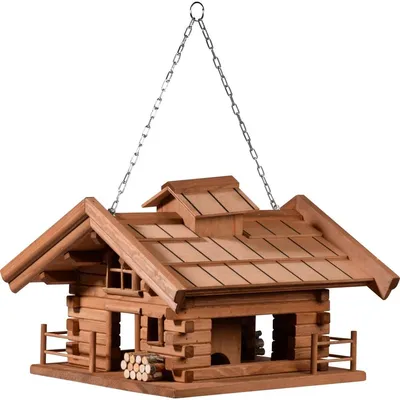 Immagine prodotto di Mangiatoia per uccelli da appendere - Legno di abete - 37 x 37 x 26 cm - Verniciato resistente alle intemperie - Per giardino e balcone