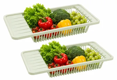 Produktbild von BAYLI 2er Set Abtropfsieb Hellgrün 45,5 x 21 x 8,5 cm Küchensieb Durchschlag Abtropfgestell Kunststoff Gemüsesieb Obstsieb Salatsieb Stapelbar Küchenhelfer