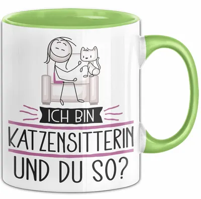 Produktbild von Katzensitterin Tasse Geschenk Ich Bin Katzensitterin Und Du So Geschenkidee Lustiger Spruch Becher (Grün)