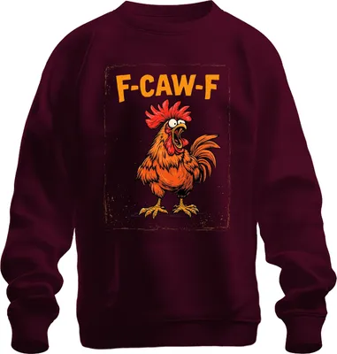 Immagine prodotto di F-CAW-F Funny Rooster Cocker Farm Saying Vintage Retro Meme Unisex Felpa Pullover, Borgogna, XL