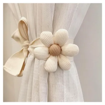 Produktbild von 2 Stück Vorhang Raffhalter Gardinenband, Bär und Blumen Gardinenclips, Gardinen Seil für Kinderzimmer Deko