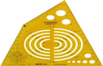 Produktbild von Aristo Schablone Axonograph Isometric DIN 5, 240 x 135 mm, Tuschenoppen