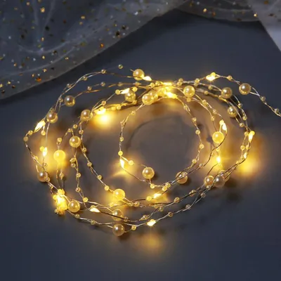 Lichterkette 50 LED warmweiß 5m Kupferdraht batteriebetrieben
