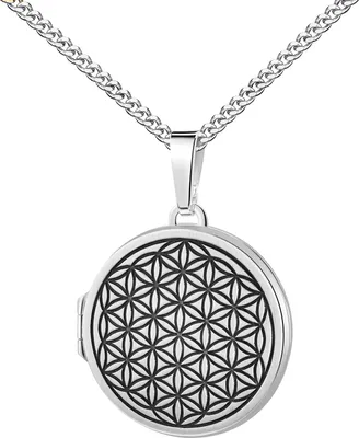 Produktbild von Medaillon Silber 925 rund mit Ornament "Blume des Lebens". Mit Kette 70 cm